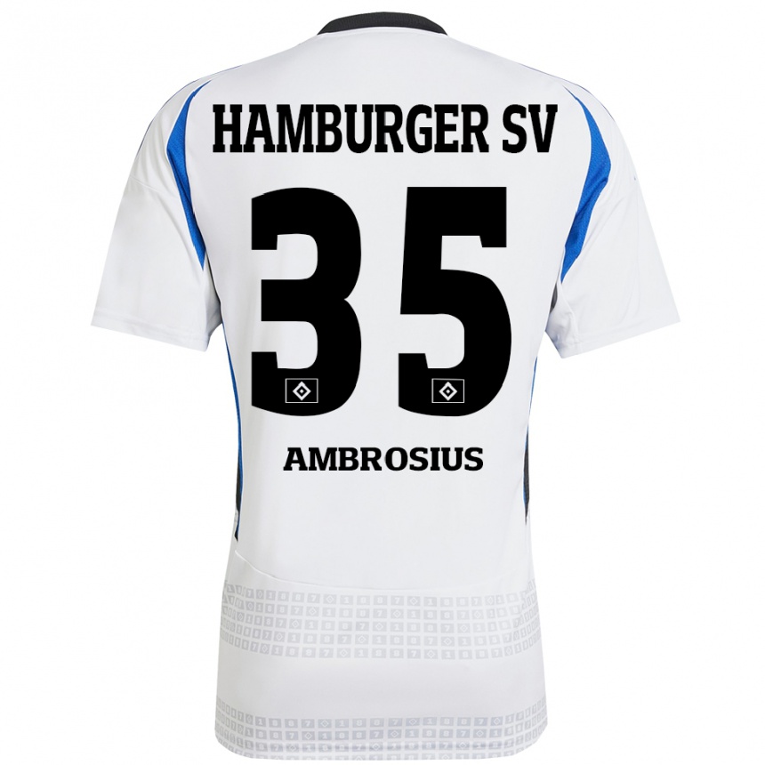 Men Football Stephan Ambrosius #35 White Blue Home Jersey 2024/25 T-Shirt Nz