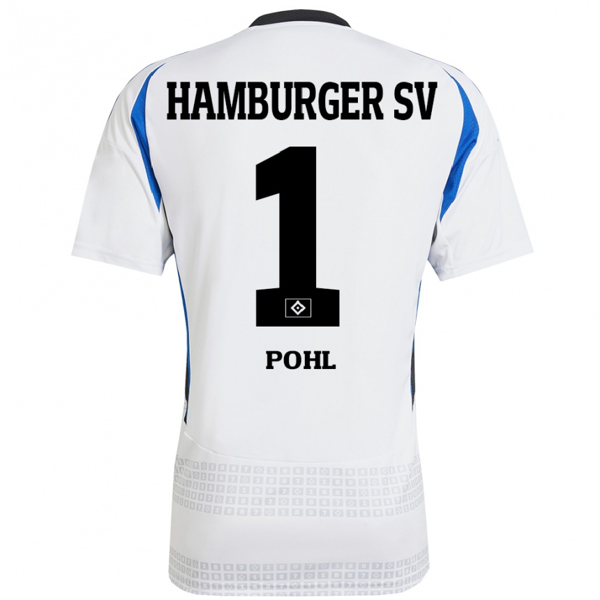 Men Football Christina Pohl #1 White Blue Home Jersey 2024/25 T-Shirt Nz