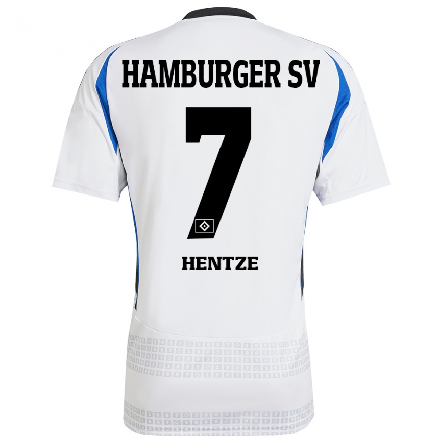 Men Football Tanita-Tammy Hentze #7 White Blue Home Jersey 2024/25 T-Shirt Nz