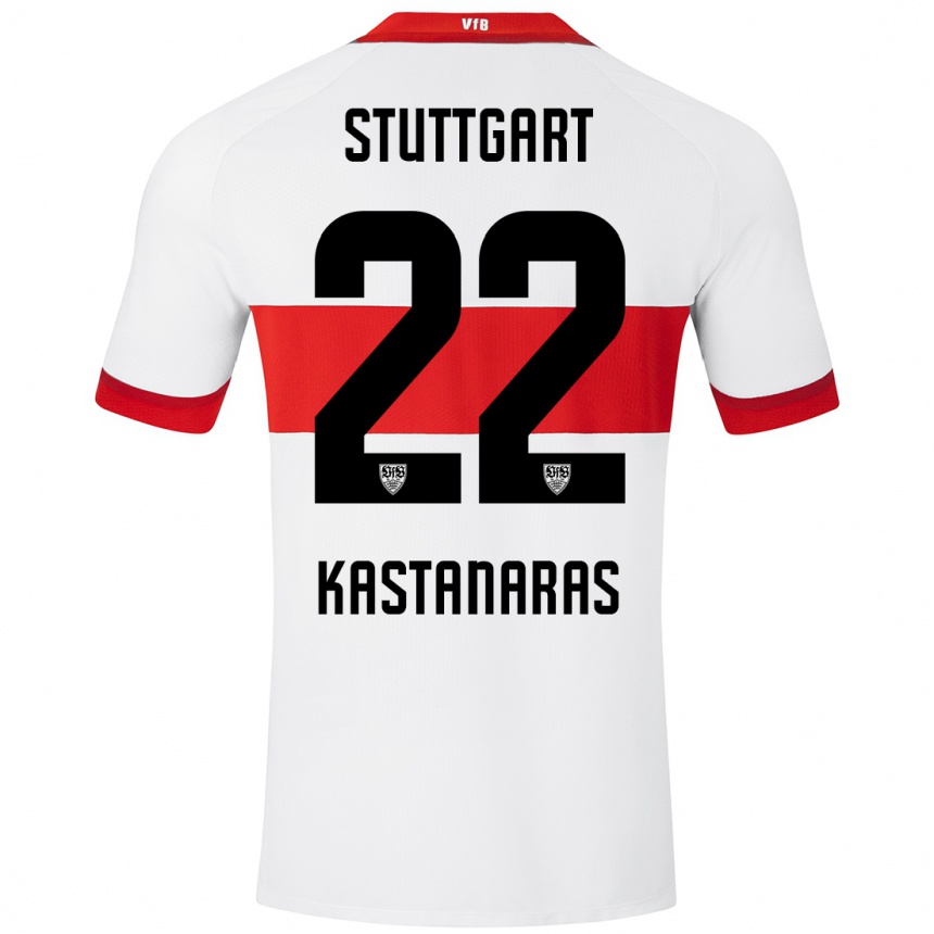 Men Football Thomas Kastanaras #22 White Red Home Jersey 2024/25 T-Shirt Nz