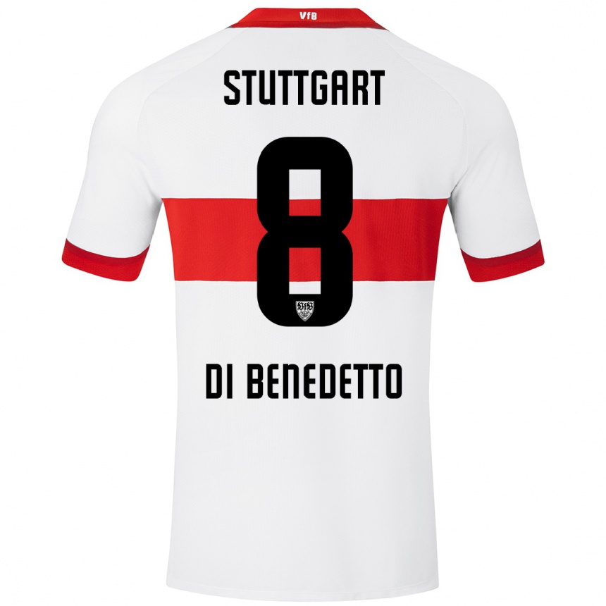 Men Football Samuele Di Benedetto #8 White Red Home Jersey 2024/25 T-Shirt Nz