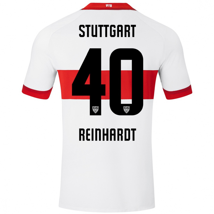 Men Football Peter Reinhardt #40 White Red Home Jersey 2024/25 T-Shirt Nz