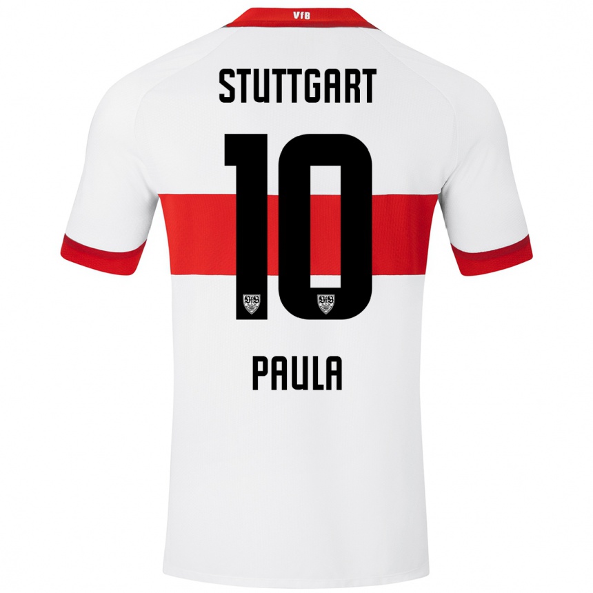 Men Football Raul Paula #10 White Red Home Jersey 2024/25 T-Shirt Nz