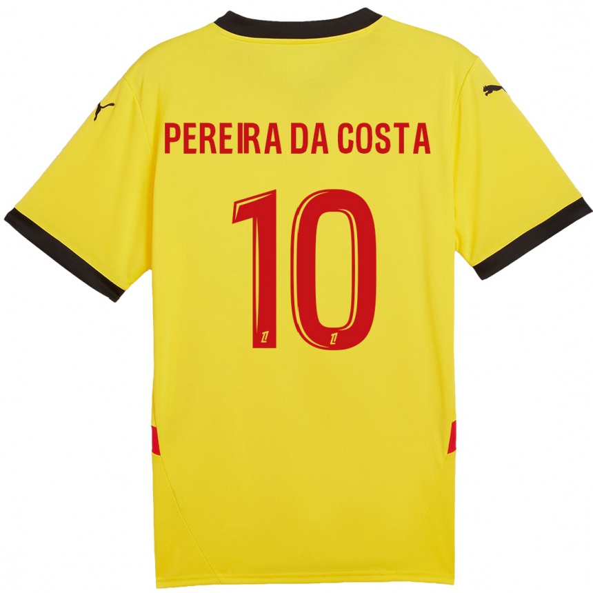 Men Football David Pereira Da Costa #10 Yellow Red Home Jersey 2024/25 T-Shirt Nz