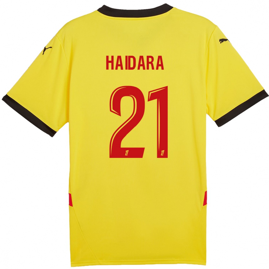 Men Football Massadio Haidara #21 Yellow Red Home Jersey 2024/25 T-Shirt Nz