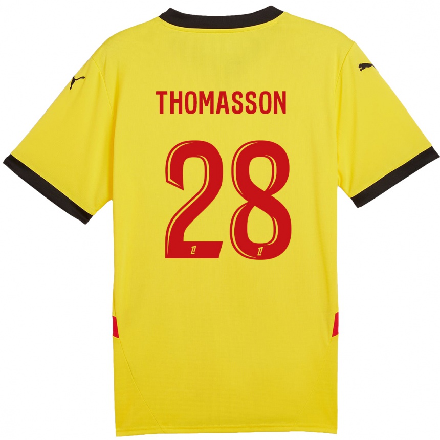 Men Football Adrien Thomasson #28 Yellow Red Home Jersey 2024/25 T-Shirt Nz