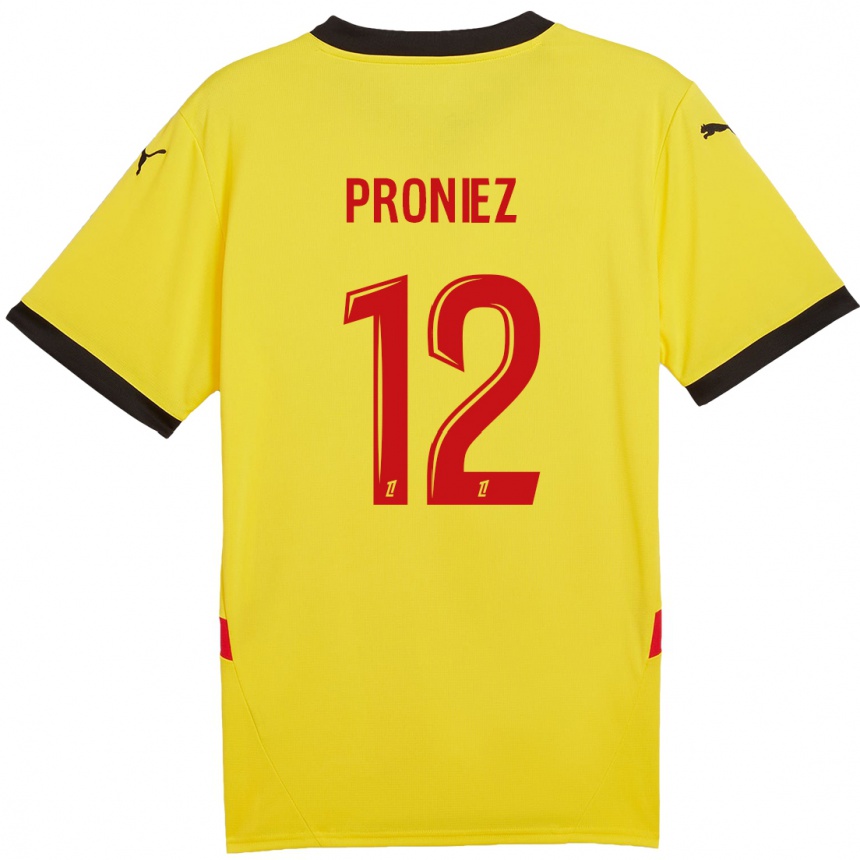 Men Football Fany Proniez #12 Yellow Red Home Jersey 2024/25 T-Shirt Nz