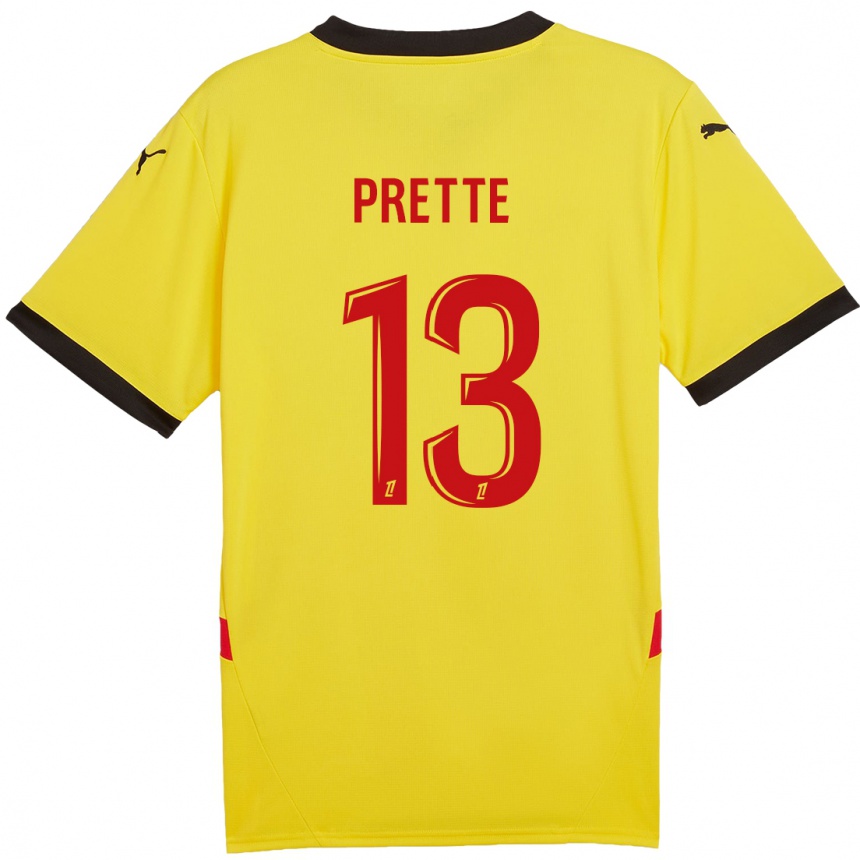 Men Football Andréa Prette #13 Yellow Red Home Jersey 2024/25 T-Shirt Nz