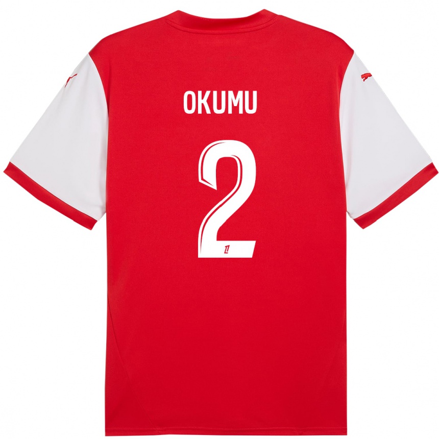 Men Football Joseph Okumu #2 Red White Home Jersey 2024/25 T-Shirt Nz