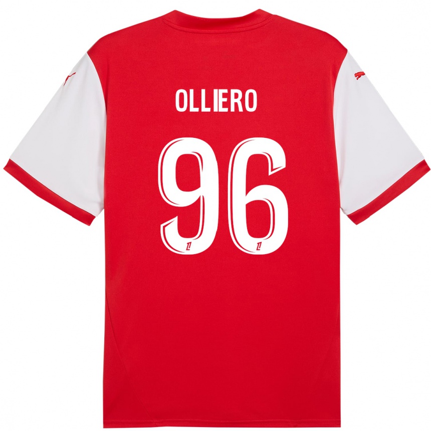 Men Football Alexandre Olliero #96 Red White Home Jersey 2024/25 T-Shirt Nz