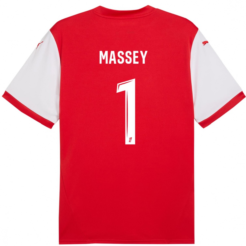 Men Football Kayza Massey #1 Red White Home Jersey 2024/25 T-Shirt Nz