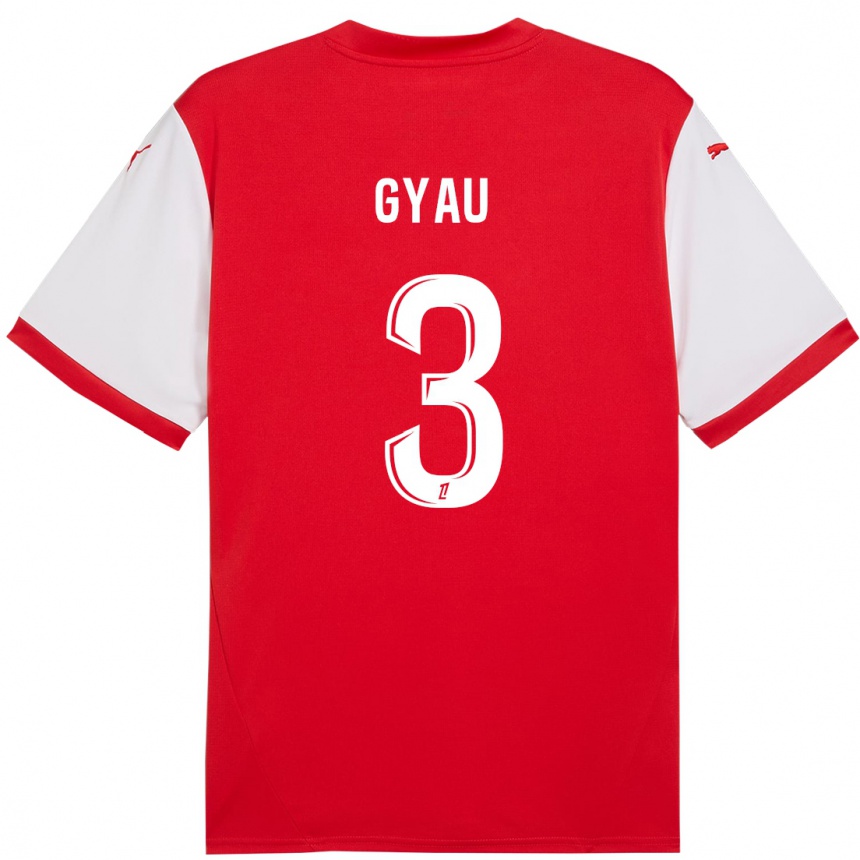 Men Football Mia Gyau #3 Red White Home Jersey 2024/25 T-Shirt Nz