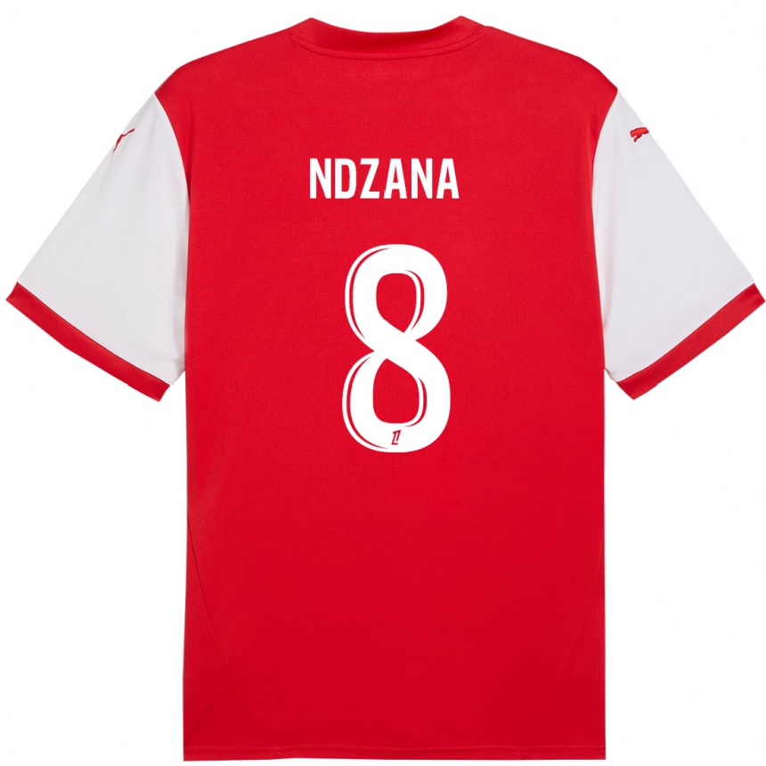 Men Football Colette Ndzana Fegue #8 Red White Home Jersey 2024/25 T-Shirt Nz