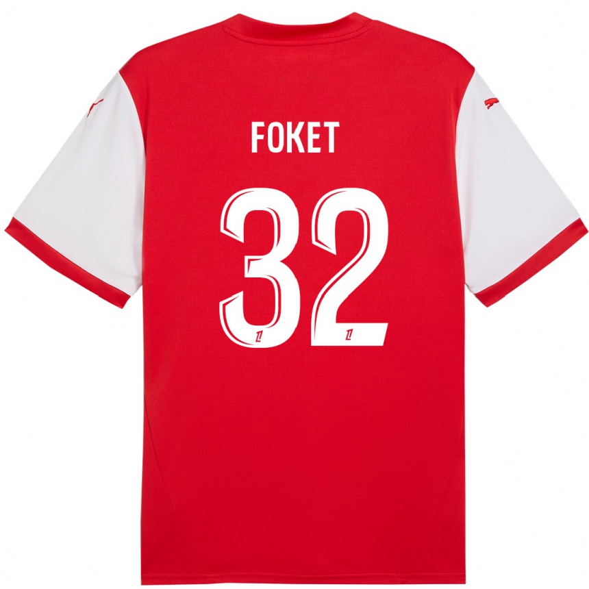 Men Football Thomas Foket #32 Red White Home Jersey 2024/25 T-Shirt Nz