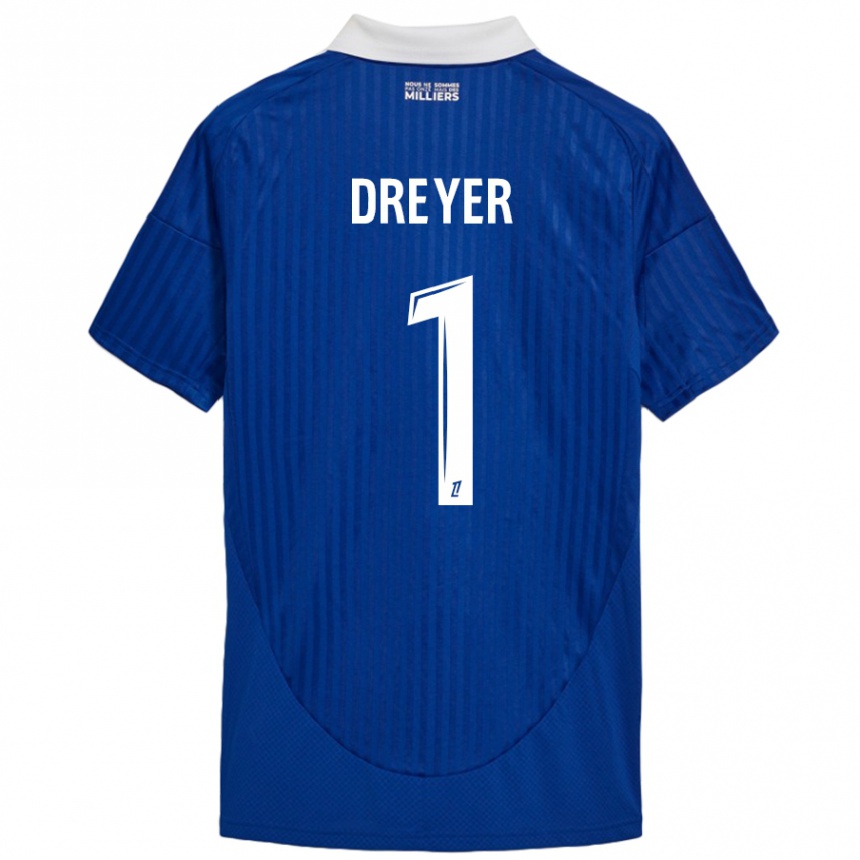 Men Football Matthieu Dreyer #1 Blue White Home Jersey 2024/25 T-Shirt Nz