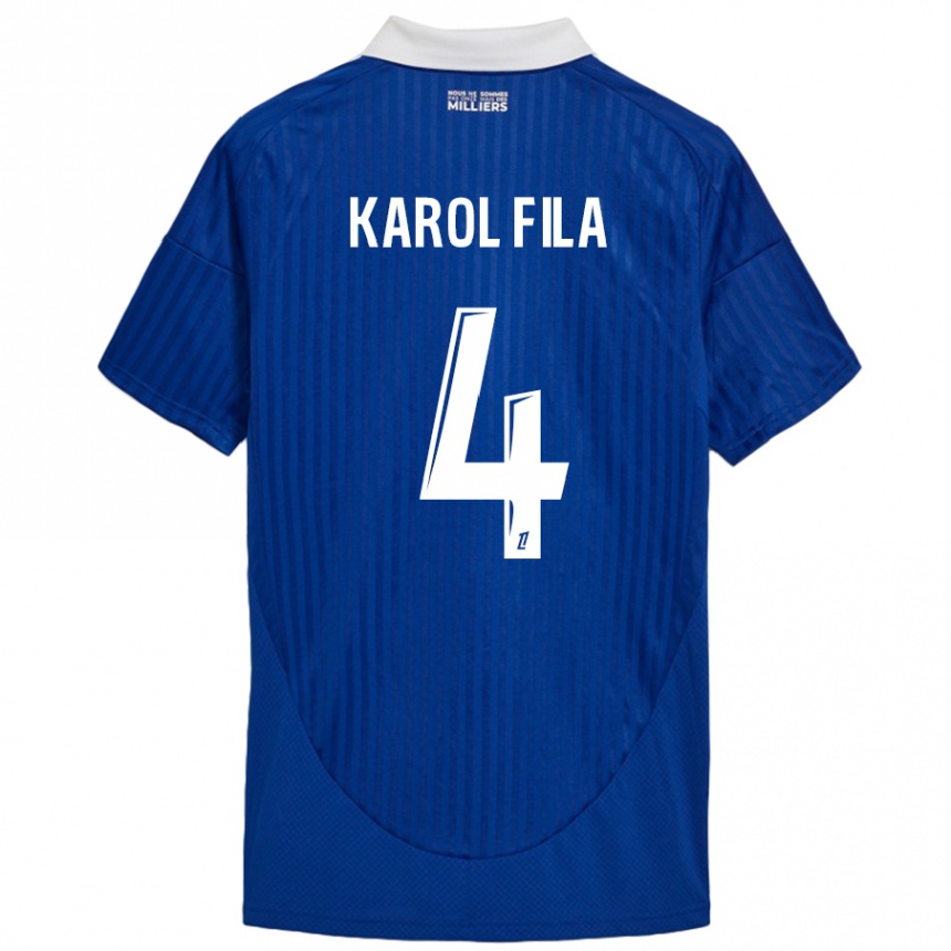 Men Football Karol Fila #4 Blue White Home Jersey 2024/25 T-Shirt Nz