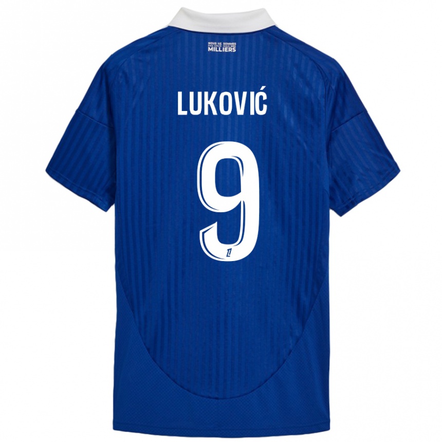 Men Football Milos Lukovic #9 Blue White Home Jersey 2024/25 T-Shirt Nz