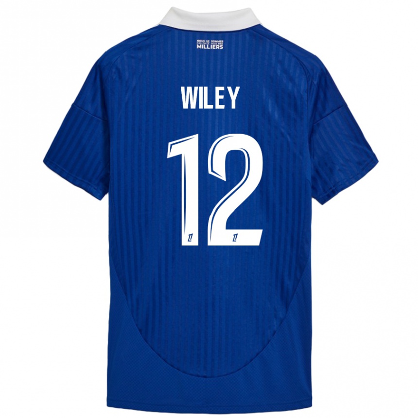 Men Football Caleb Wiley #12 Blue White Home Jersey 2024/25 T-Shirt Nz