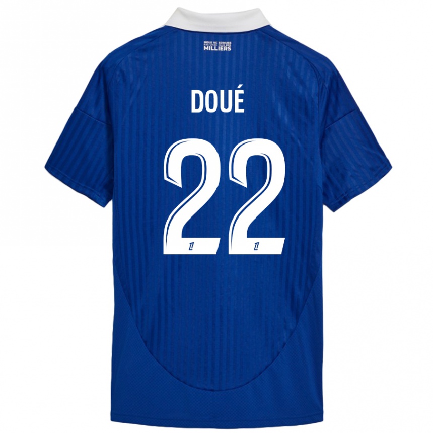 Men Football Guéla Doué #22 Blue White Home Jersey 2024/25 T-Shirt Nz