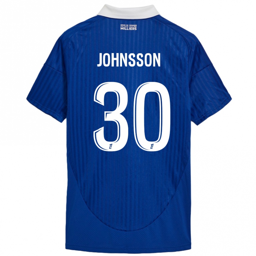 Men Football Karl-Johan Johnsson #30 Blue White Home Jersey 2024/25 T-Shirt Nz