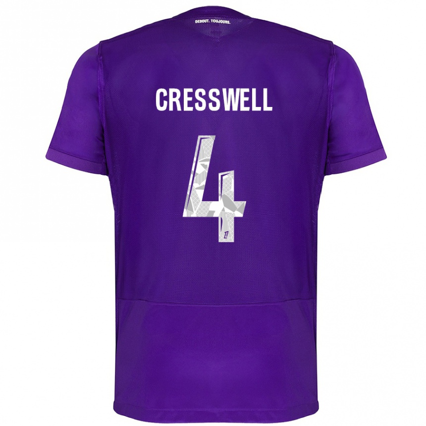 Men Football Charlie Cresswell #4 Purple White Home Jersey 2024/25 T-Shirt Nz