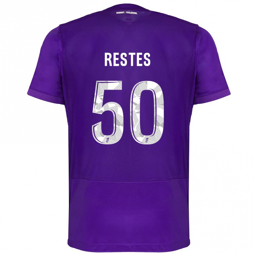 Men Football Guillaume Restes #50 Purple White Home Jersey 2024/25 T-Shirt Nz