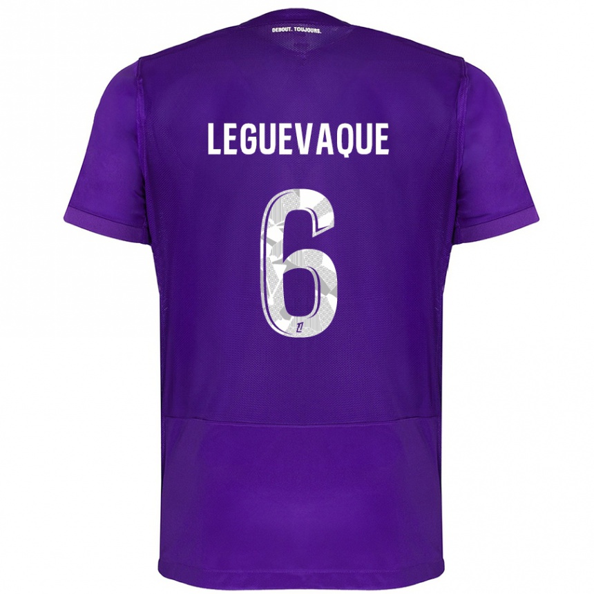 Men Football Laurie Leguevaque #6 Purple White Home Jersey 2024/25 T-Shirt Nz