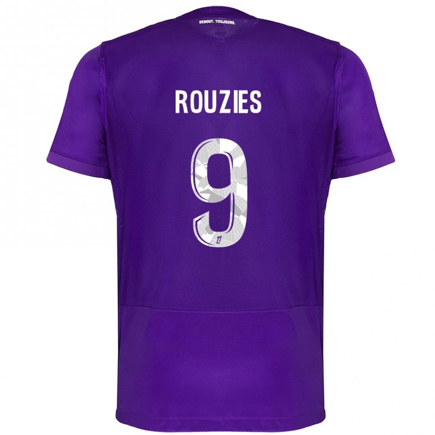 Men Football Manon Rouzies #9 Purple White Home Jersey 2024/25 T-Shirt Nz