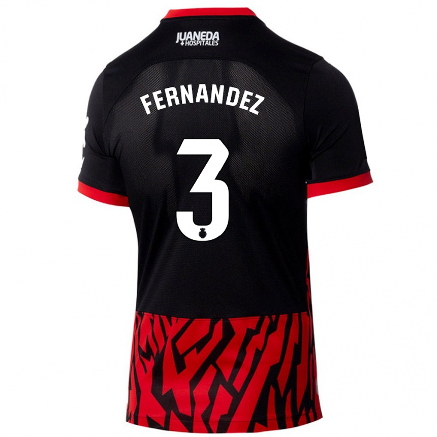 Men Football Marcos Fernández #3 Black Red Home Jersey 2024/25 T-Shirt Nz