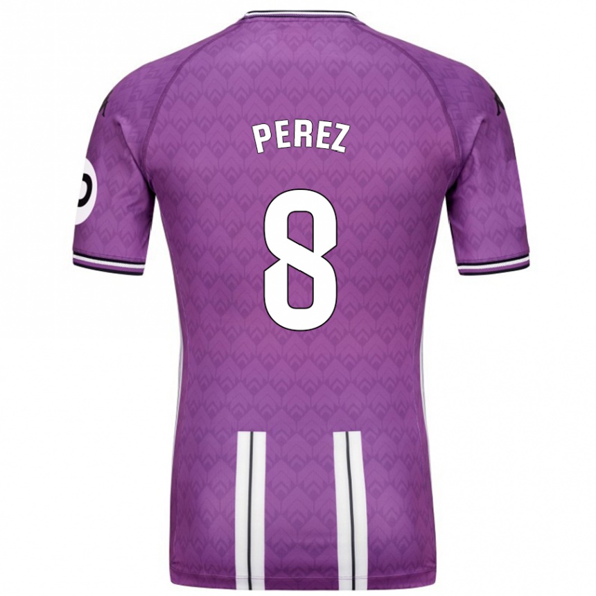 Men Football Kike Pérez #8 Purple White Home Jersey 2024/25 T-Shirt Nz