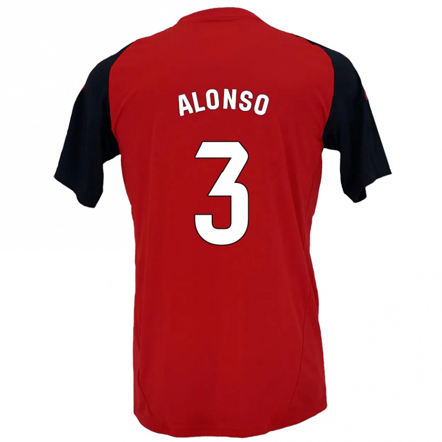 Men Football Julio Alonso #3 Red Black Home Jersey 2024/25 T-Shirt Nz