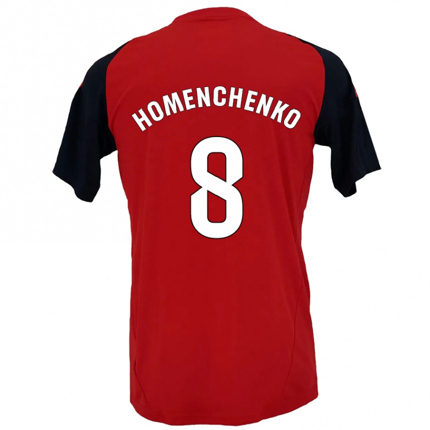 Men Football Santiago Homenchenko #8 Red Black Home Jersey 2024/25 T-Shirt Nz