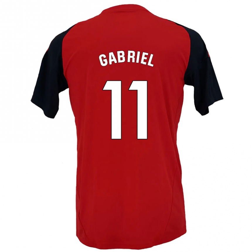 Men Football Sergio Gabriel #11 Red Black Home Jersey 2024/25 T-Shirt Nz