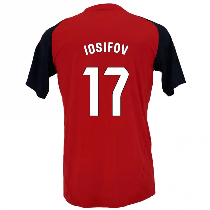 Men Football Nikita Iosifov #17 Red Black Home Jersey 2024/25 T-Shirt Nz