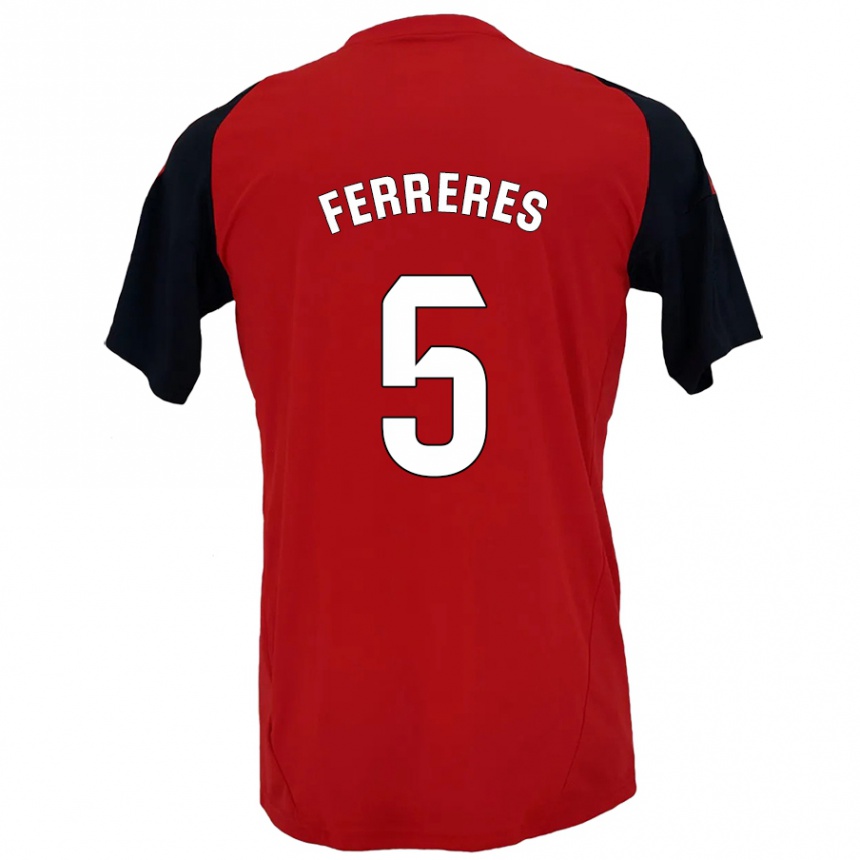 Men Football Manolo Ferreres #5 Red Black Home Jersey 2024/25 T-Shirt Nz