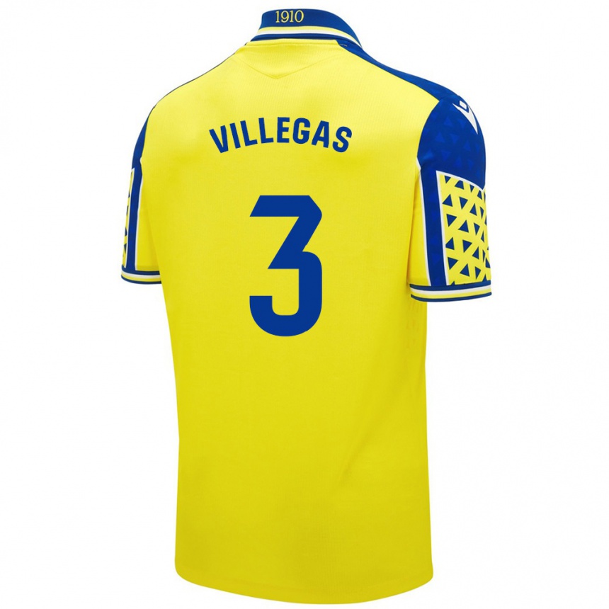 Men Football Virginia Villegas Rico #3 Yellow Blue Home Jersey 2024/25 T-Shirt Nz