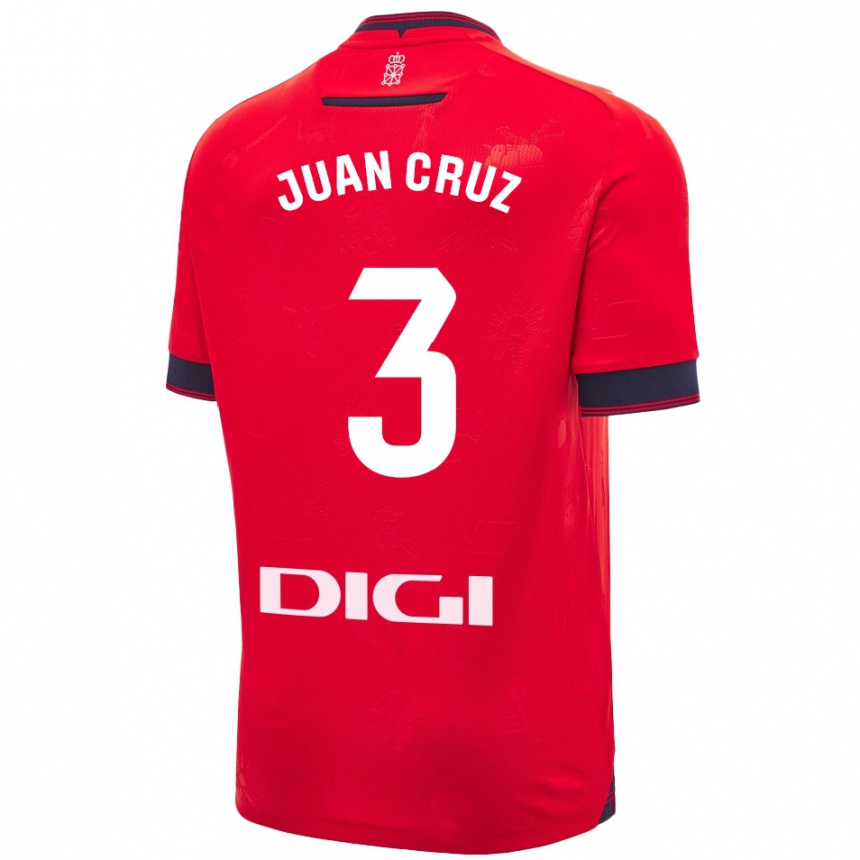 Men Football Juan Cruz #3 Red White Home Jersey 2024/25 T-Shirt Nz