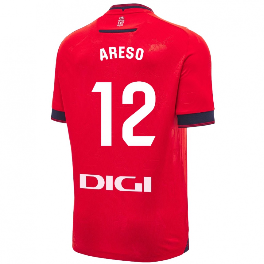 Men Football Jesús Areso #12 Red White Home Jersey 2024/25 T-Shirt Nz