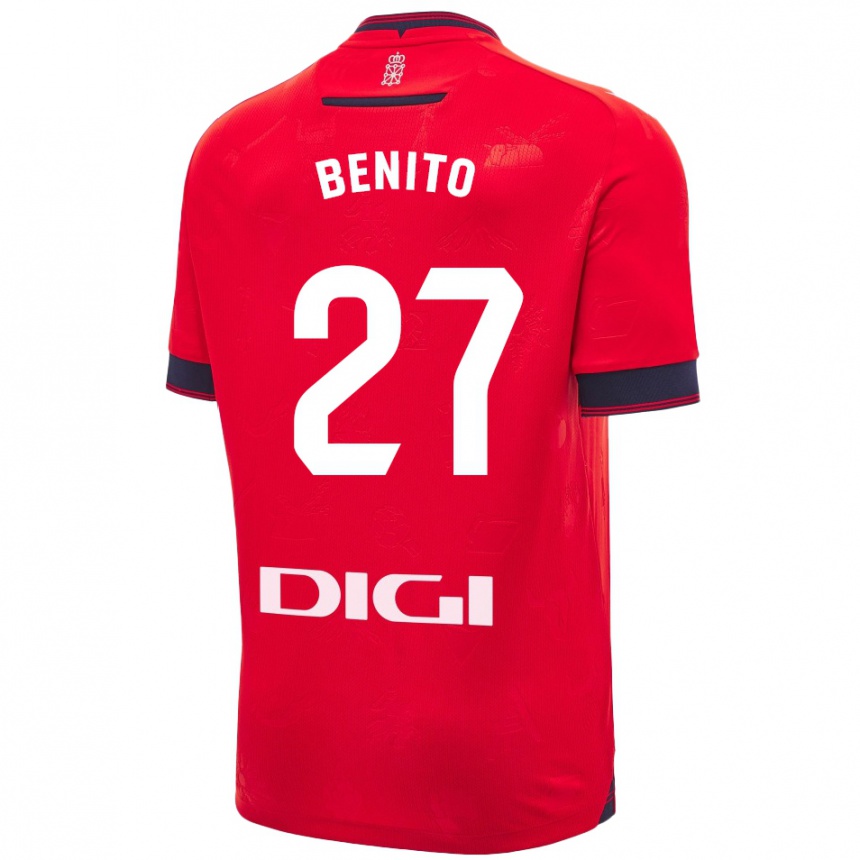 Men Football Iker Benito #27 Red White Home Jersey 2024/25 T-Shirt Nz