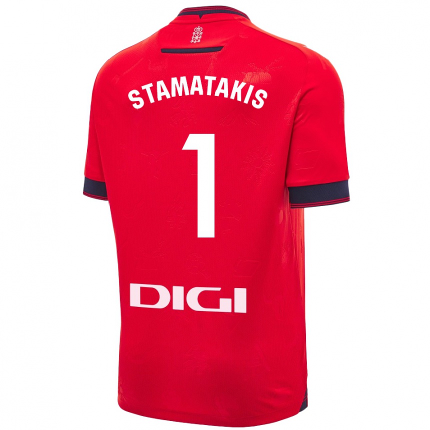 Men Football Dimitrios Stamatakis #1 Red White Home Jersey 2024/25 T-Shirt Nz