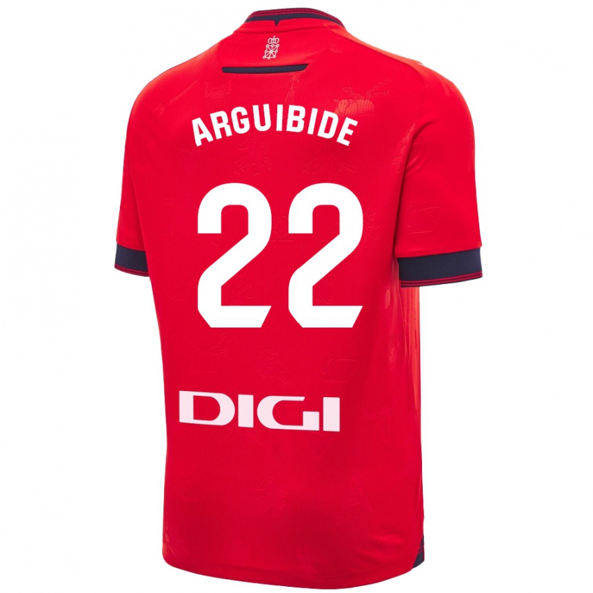 Men Football Iñigo Arguibide #22 Red White Home Jersey 2024/25 T-Shirt Nz