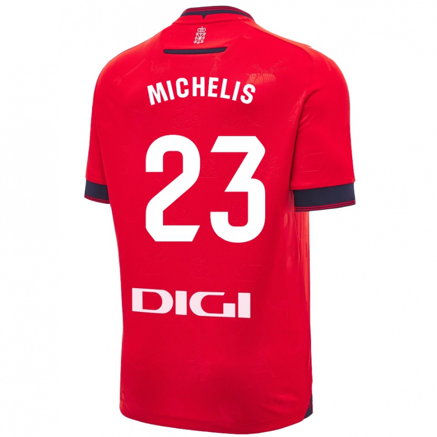 Men Football Nikolaos Michelis #23 Red White Home Jersey 2024/25 T-Shirt Nz