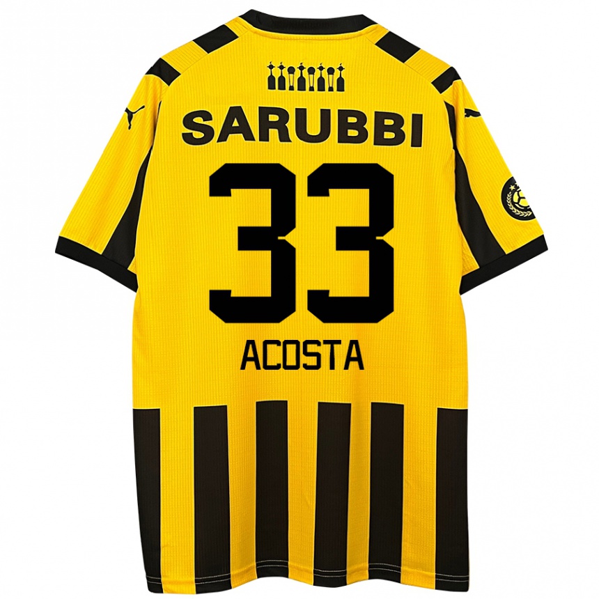 Men Football Nahuel Acosta #33 Yellow Black Home Jersey 2024/25 T-Shirt Nz