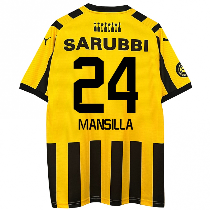 Men Football Brian Mansilla #24 Yellow Black Home Jersey 2024/25 T-Shirt Nz