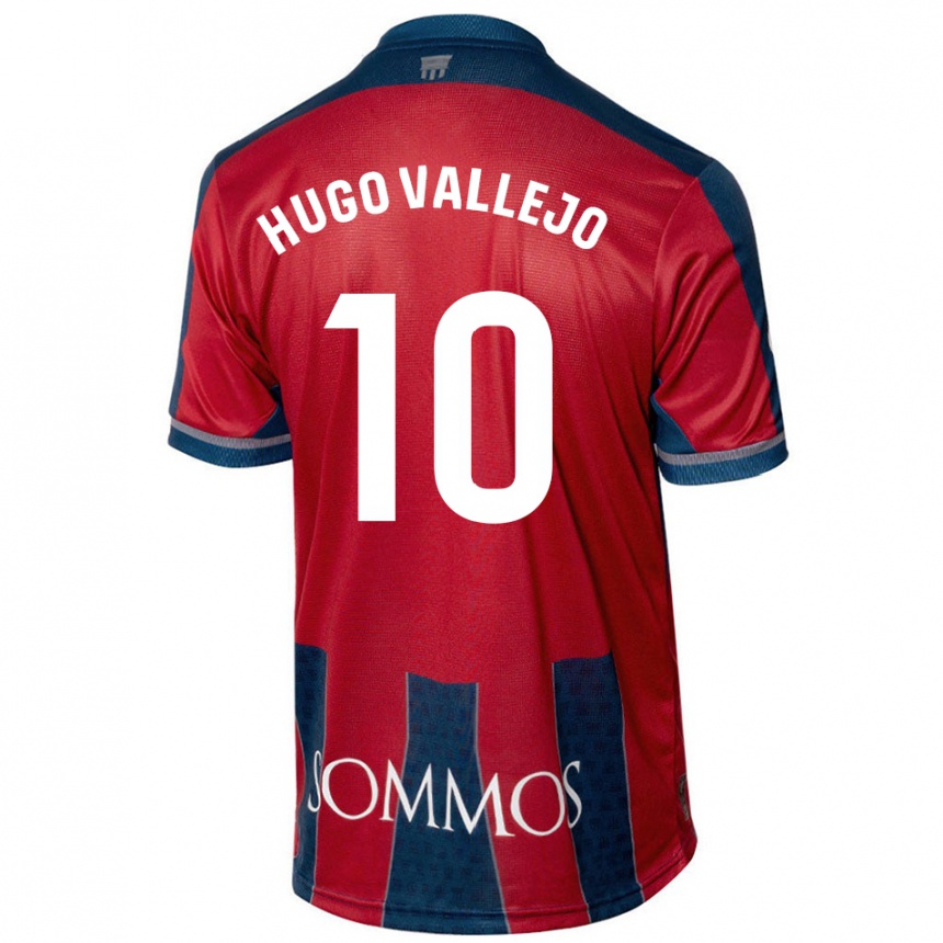 Men Football Hugo Vallejo #10 Red Blue Home Jersey 2024/25 T-Shirt Nz