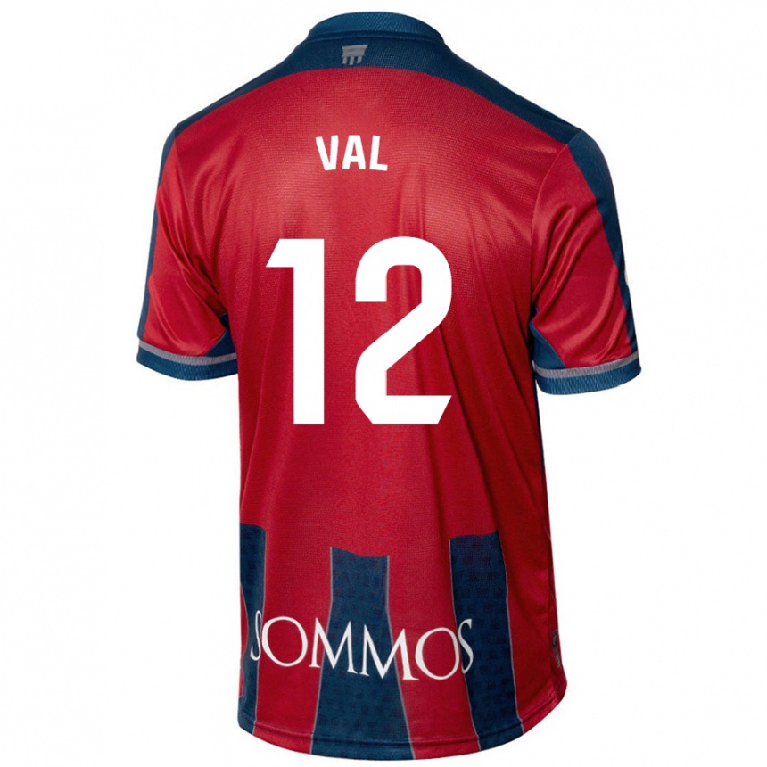 Men Football Ángel Val #12 Red Blue Home Jersey 2024/25 T-Shirt Nz