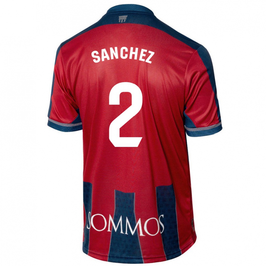 Men Football Paz Sánchez #2 Red Blue Home Jersey 2024/25 T-Shirt Nz