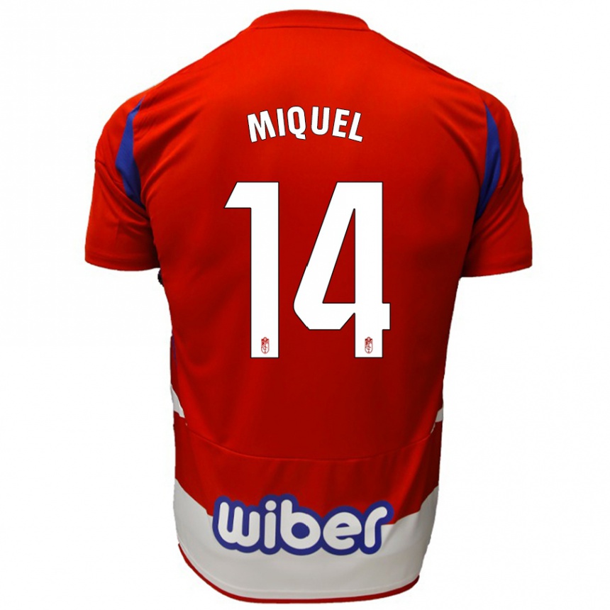 Men Football Ignasi Miquel #14 Red White Blue Home Jersey 2024/25 T-Shirt Nz