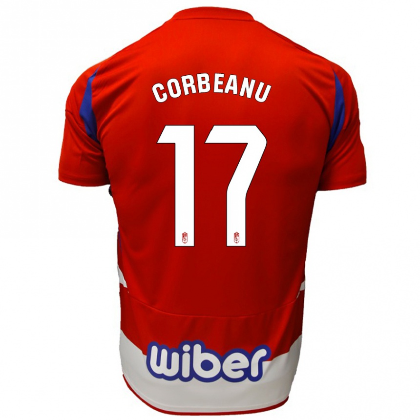 Men Football Theo Corbeanu #17 Red White Blue Home Jersey 2024/25 T-Shirt Nz