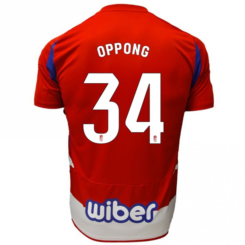 Men Football Oscar Naasei Oppong #34 Red White Blue Home Jersey 2024/25 T-Shirt Nz